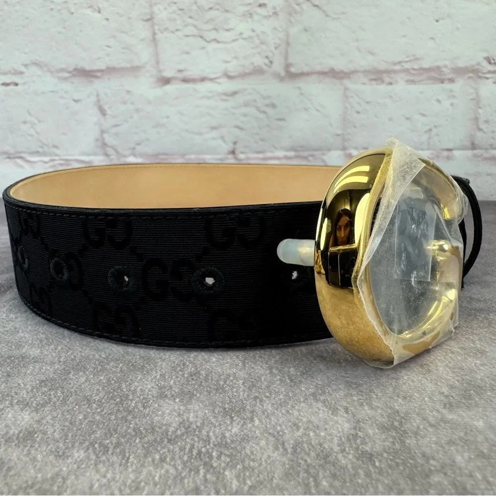 NEW Gucci Black GG Monogram Lurex Canvas Belt - Picture 5 of 13